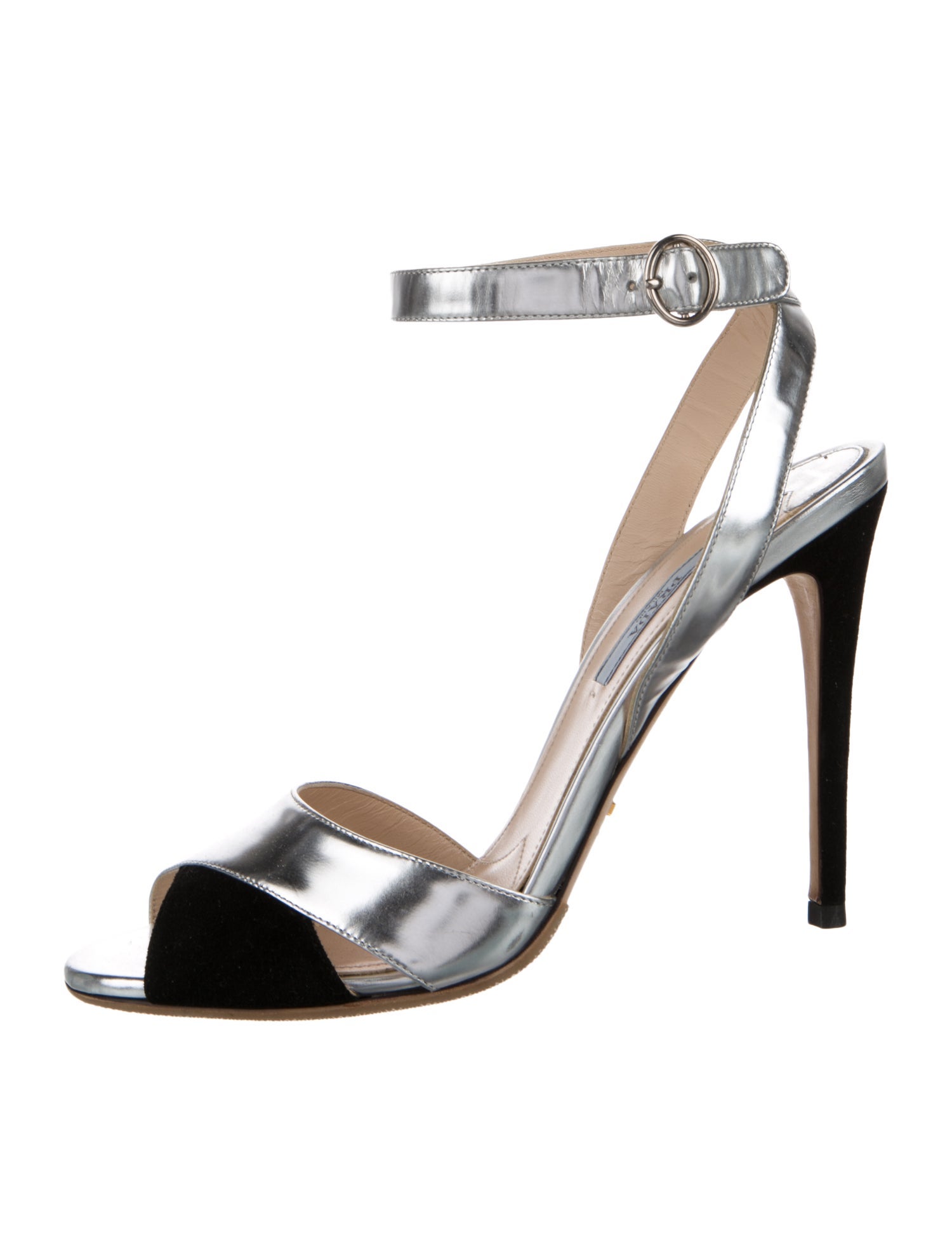 Prada Patent Leather Colorblock Pattern Sandals